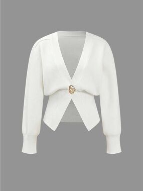 MICAS White V-Neck Twist Front Sweater Cardigan